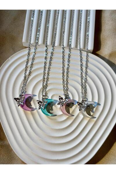 bijoux uniques Hediyelik 4 renk ay kelebek kolye