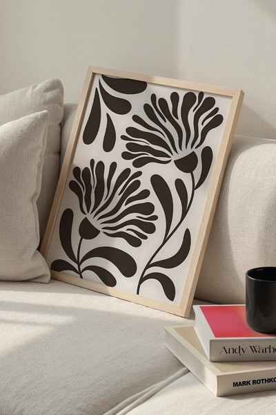 Opak Design Botanical Series Black Floral Minimalist Matisse Πίνακας τοίχου μ...