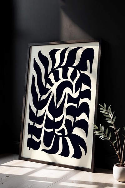 Opak Design Βοτανική Σειρά Μαύρο Floral Matisse Πίνακας τοίχου με φυσικό ξύλι...