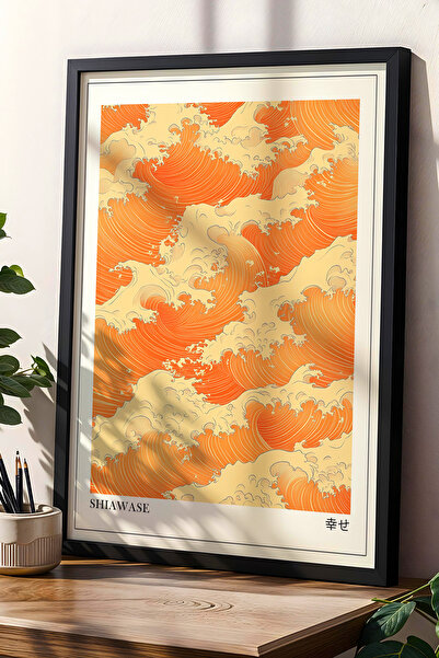 Opak Design Αφηρημένο Wave σε πορτοκαλί αποχρώσεις Japandi ζωγραφική τοίχου μ...