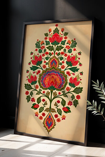 Opak Design Ινδική λαϊκή τέχνη με φυσικό ξύλινο πλαίσιο, ζωγραφική τοίχου με ...