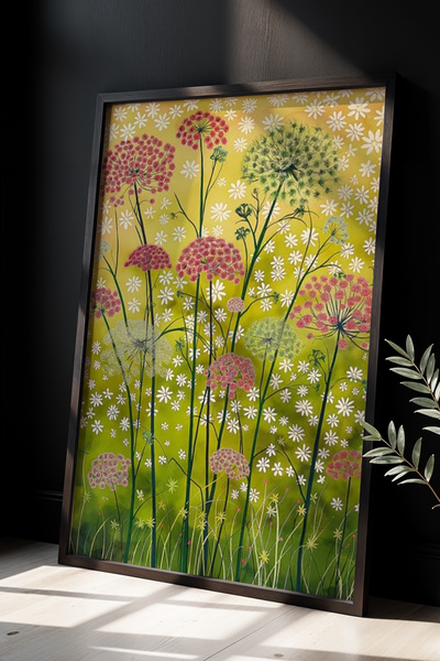 Opak Design Εκτύπωση τοίχου Floral Botanical Art με φυσικό ξύλινο πλαίσιο