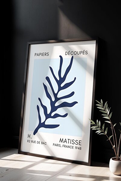 Opak Design Βοτανική Σειρά Blue Floral Matisse Πίνακας τοίχου με φυσικό ξύλιν...