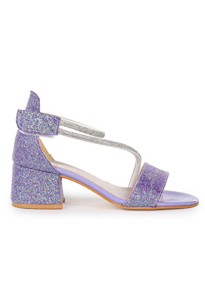 Kiko Kids Pisar Kum Simli Günlük Kız Çocuk 4 Cm Topuklu Sandalet Abiye Ayakkabı