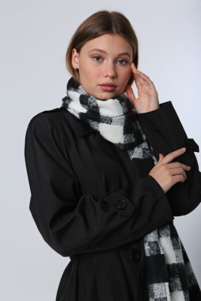 FELLMENS Μαύρο μαλακό υφήματος γυναικείο κασκόλ σάλι