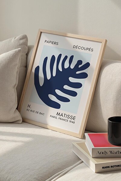Opak Design Βοτανική Σειρά Blue Floral Matisse Πίνακας τοίχου με φυσικό ξύλιν...