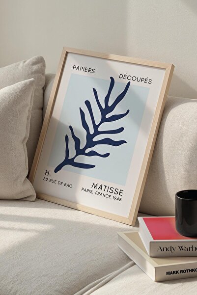 Opak Design Βοτανική Σειρά Blue Floral Matisse Πίνακας τοίχου με φυσικό ξύλιν...