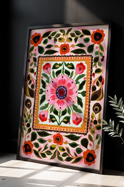 Opak Design Vintage ινδική εκτύπωση τοίχου με φυσικό ξύλινο πλαίσιο