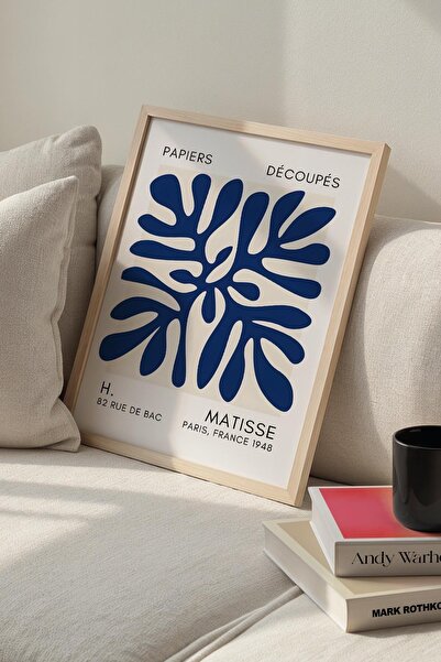 Opak Design Βοτανική Σειρά Navy Blue Floral Matisse Πίνακας τοίχου με φυσικό ...