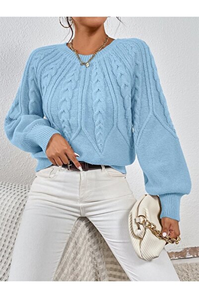 citystyle Pulover din tricot italian cu păr albastru baby