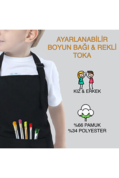 TOSHEX Çocuk Mutfak Önlüğü, Suya Dayanıklı Etkinlik Önlüğü 6-12 yaş Aktivite Önlüğü Siyah