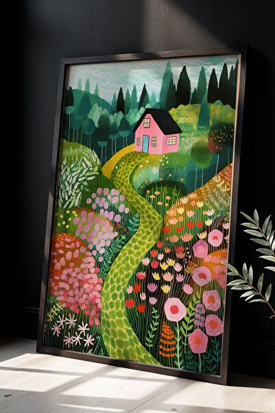 Opak Design Ζωγραφική τοίχου σαλονιού Flower Garden Illustration με φυσικό ξύ...