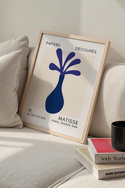 Opak Design Βοτανική Σειρά Navy Blue Floral Matisse Πίνακας τοίχου με φυσικό ...