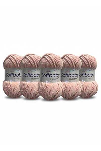 Ladylana SoftBaby (catifea-șenil) Ață de tricotat manual (5Yumak) 517 Pudra