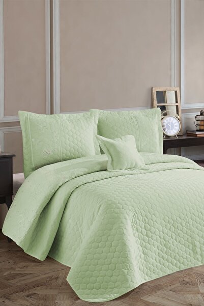 Evlen Home Collection Hayal Dantelli Yatak Örtüsü 4 Parça Mint