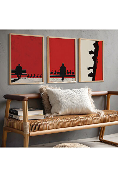 Opak Design Αφηρημένο Μοντέρνο Φιγούρινο Σετ Ζωγραφικής Τοίχου με Τριπλό Φυσι...