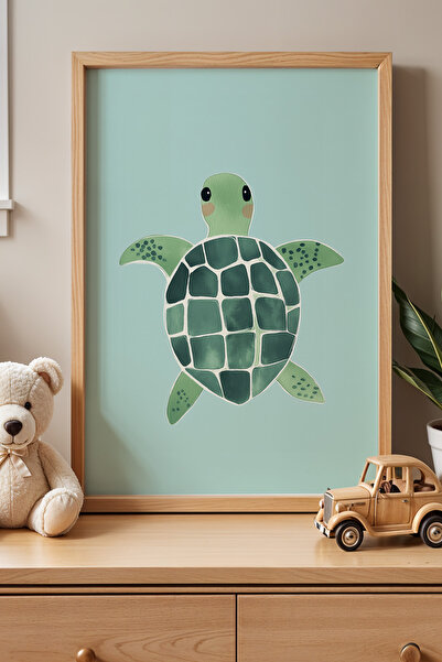 HİGUERA Pictură de perete pentru camera copiilor Mama Turtle plutitoare cu ra...