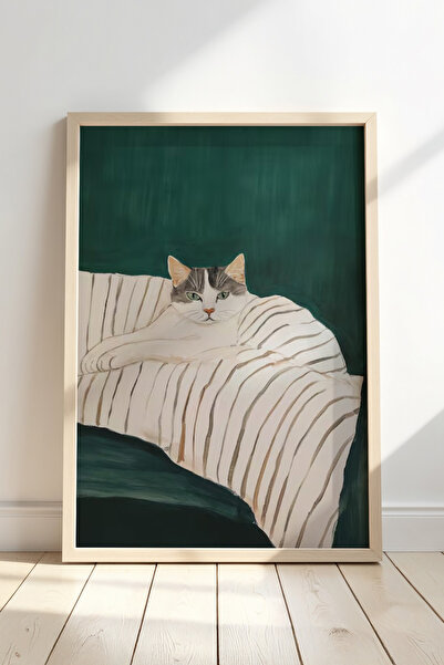 Opak Design Abstract Cat Art Ξύλινο Πλαίσιο Τοίχου Γάτα Ζωγραφική