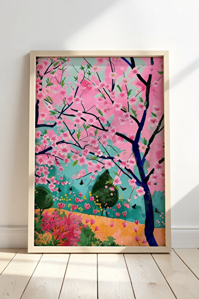 Opak Design Ζωγραφική τοίχου σαλονιού Flower Garden Illustration με φυσικό ξύ...