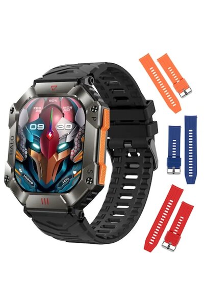 OptimStar Ceas inteligent, 2 inch, IPS Star HD, 620mAh, 3 curele incluse, Bluetooth 5.2, rezistent la apă IP67, negru