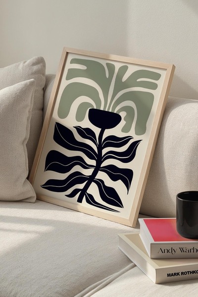 Opak Design Βοτανική Σειρά Μαύρο Πράσινο Floral Πίνακας Τοίχου Matisse με Φυσ...