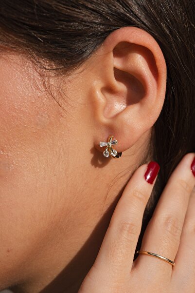 Rumon Zirkon Taşlı Minimal Çelik Küpe