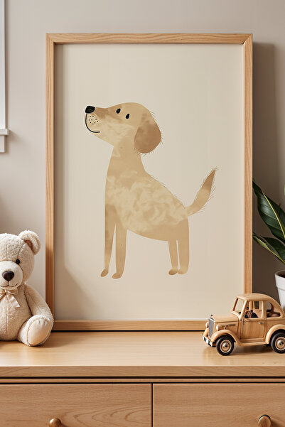 HİGUERA Πίνακας τοίχου με φυσικό ξύλινο πλαίσιο για παιδικό δωμάτιο Yellow Fi...