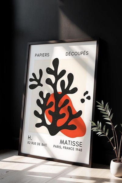 Opak Design Βοτανική Σειρά Πορτοκαλί Μαύρο Floral Matisse Πίνακας τοίχου με φ...