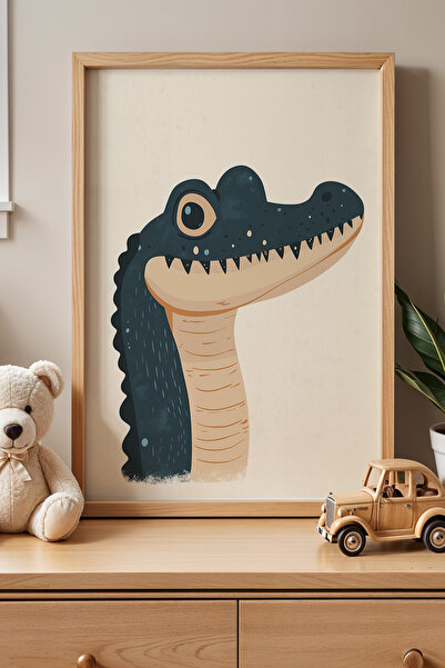 HİGUERA Blue Adult Crocodile Παιδικό Δωμάτιο Πίνακας τοίχου με φυσικό ξύλινο ...