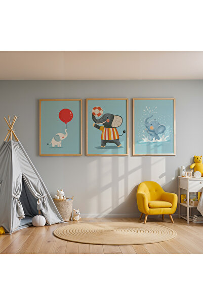 HİGUERA 3 τεμάχια που παίζουν παιχνίδια Ελέφαντες Παιδικό δωμάτιο Χαρούμενο ζ...