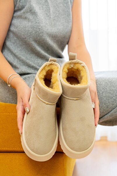 Slipcat Γυναικείες μπότες Γυναικεία παπούτσια Μπότες με γούνα μέσα Μπότες με χοντρή σόλα Μοντέλο