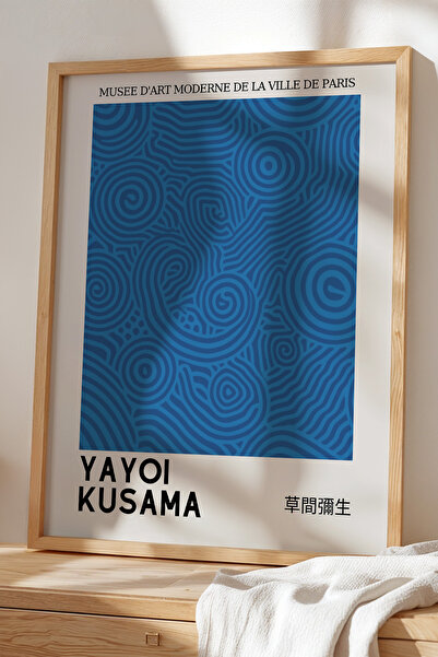 Opak Design Blue Abstract Waves Japandi Πίνακας - Φυσικό Ξύλινο Πλαίσιο