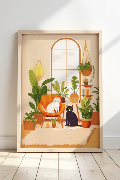 Opak Design Εκτύπωση τοίχου Floral Botanical Art με φυσικό ξύλινο πλαίσιο