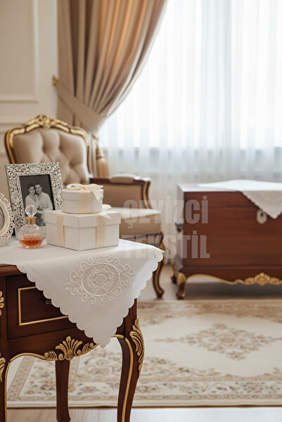 Çt Çeyizci Tekstil Incili Bohça, Incili Işlemeli Gelin Bohçası, Nişan Bohçası - Krem