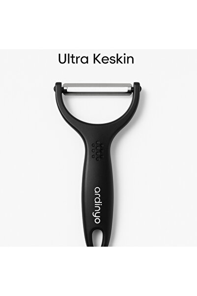 Ardinyo Paslanmaz Çelik Sebze ve Meyve Soyacak – Lazer Kesim Bıçaklı, Kaymaz Saplı, Ergonomik Mutfak Aleti