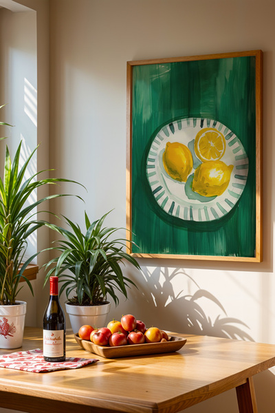 Opak Design Lemons Large Wall Art Ζωγραφική τοίχου κουζίνας με ξύλινο πλαίσιο
