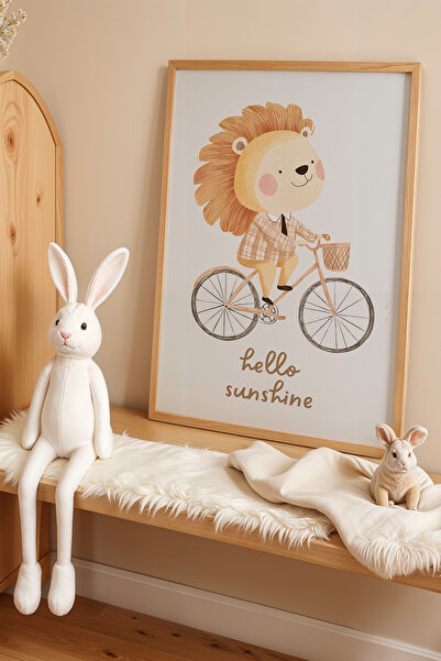 HİGUERA Πίνακας παιδικού και βρεφικού δωματίου με φυσικό ξύλινο πλαίσιο με δι...