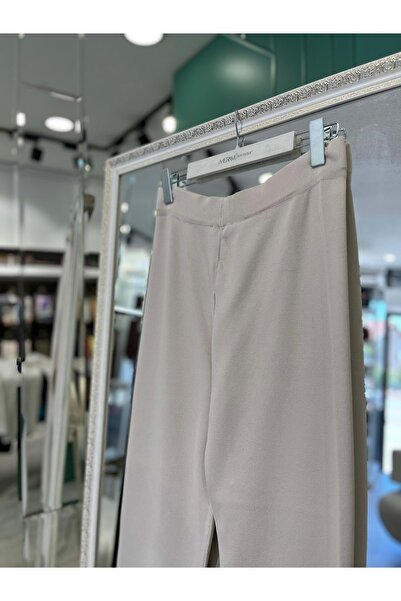 MERAM BUTİK MISSEMRAMISS ÇELİK ÖRGÜ TRİKO PANTOLON - BEJ - 2