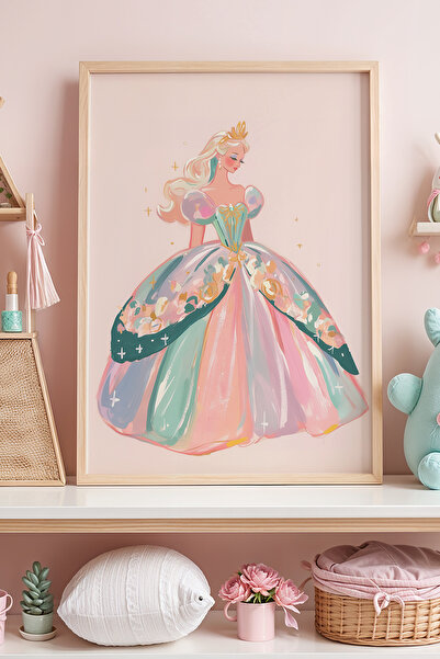 Opak Design Floral Princess Pastel Πολύχρωμο Φόρεμα Crown Illustration Παιδικ...