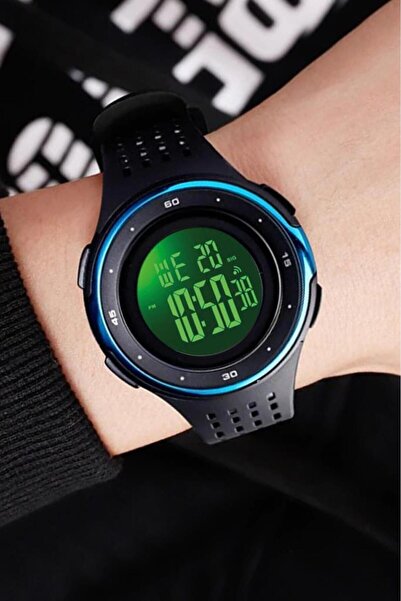 Skmei ساعة يد للأولاد باللون الأسود/الأزرق مع منبه وساعة توقيت وإضاءة LED لأك...