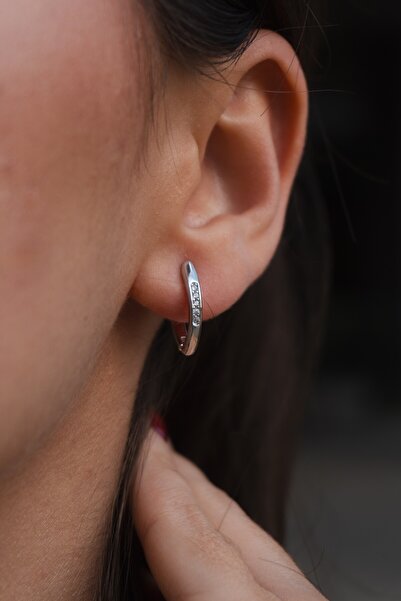 Rumon Zircon Stone Minimal Steel Earrings