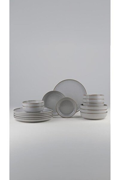 Kütahya Porselen Moderna 18 Parça 6 Kişilik Yemek Takımı Gri