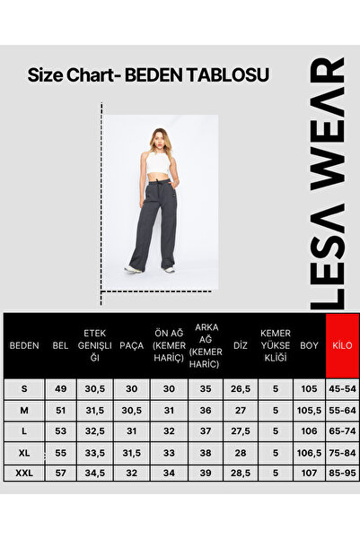 Lesa Wear Kargo Cepli Palazzo Oversize Kesim Eşofman Altı