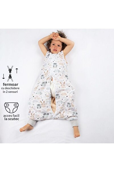 Kidizi Sac de dormit cu picioare pentru copii 18-36 luni Forest Friends 1 tog, manșete convertibile în