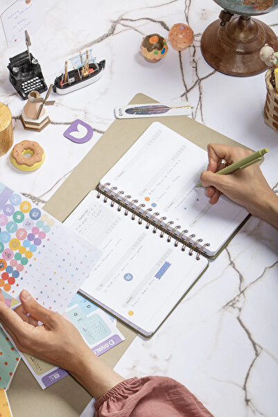 DİVAL A5 Süresiz Haftalık Planlayıcı Spiralli Kumaş Kapak - Haki