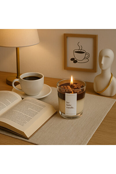 NİLCANDLE El Yapımı Cam Bardakta Soya Wax Kahve Kokulu Mum 330 ml – Doğal, De...