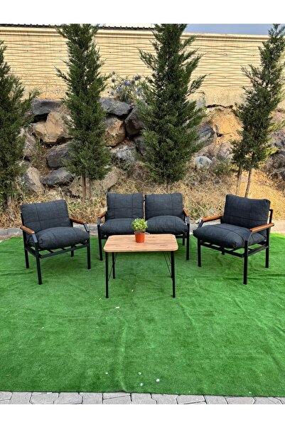 Huga Metal Alya Bahçe Takımı, Balkon Mobilyası, Koltuk Takımı, Cafe Mobilyası 2 1 1 Sehpalı