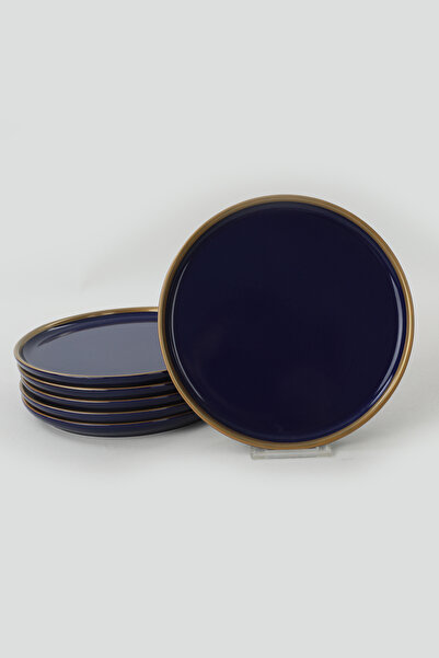 Keramika Kobalt Gold File Nordic Pasta Tabağı 22 cm 6 Adet