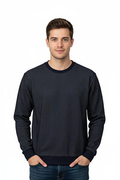 Oppland Чоловічий сезонний светр з натуральної бавовни, комір-стійка, смужки, вільний крій, повний фасон