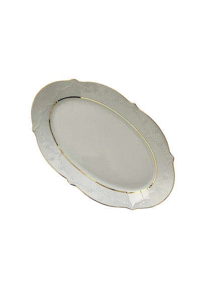 Porland Gold Gilt Boat Plate 1 Piece 30cm